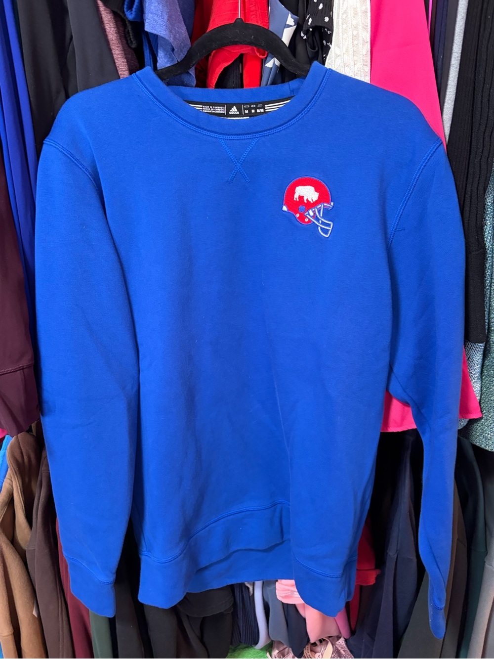 adidas Blue Crewneck Sweatshirt with Buffalo Patch